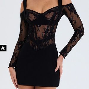 ISO Mistress Rocks Black Lace Corset Dress Sz L